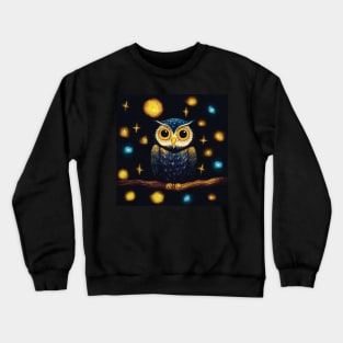 Owl on a Starry Night Crewneck Sweatshirt